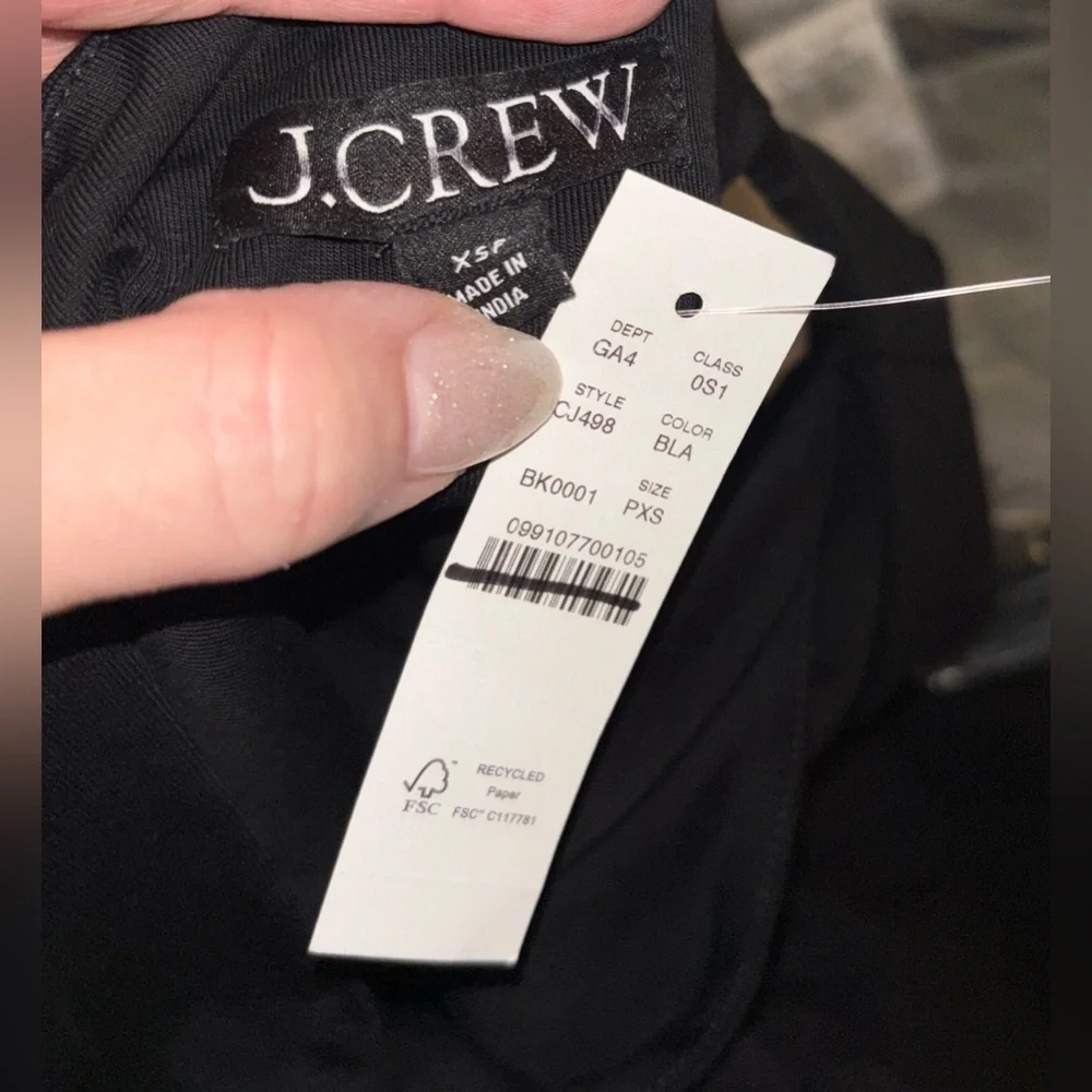 NWT J.Crew Petite Drop Waist Mixy Dress Black Size PXS Midi Dress Preppy Casual